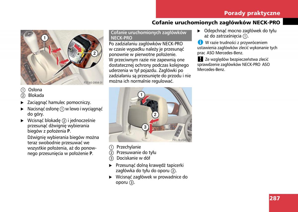 Mercedes Benz C Class W204 instrukcja obslugi / page 289