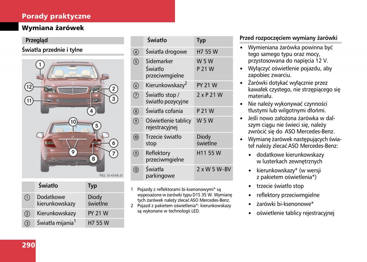 Mercedes Benz C Class W204 instrukcja obslugi / page 292