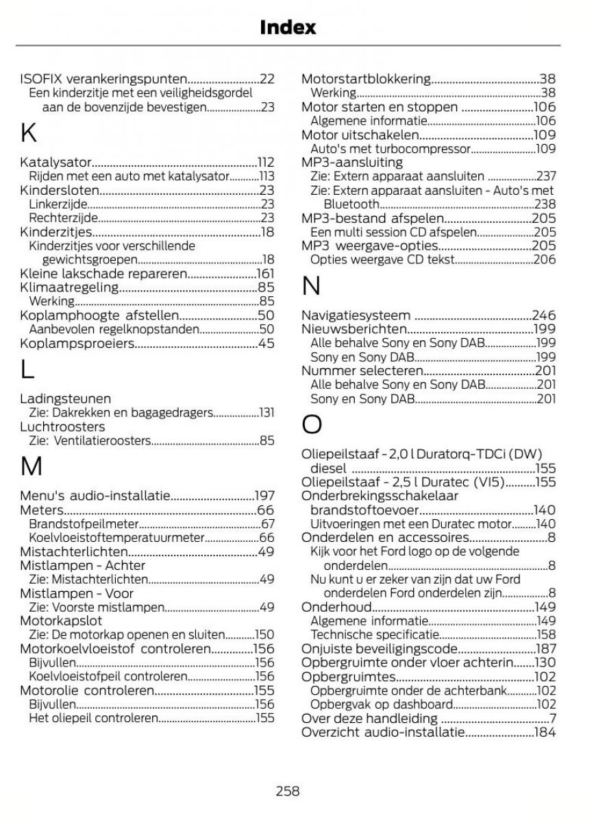 Ford Kuga I 1 handleiding / page 262