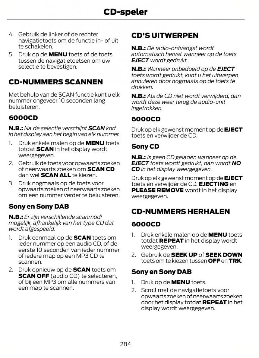 Ford Mondeo MKIV MK4 handleiding / page 287