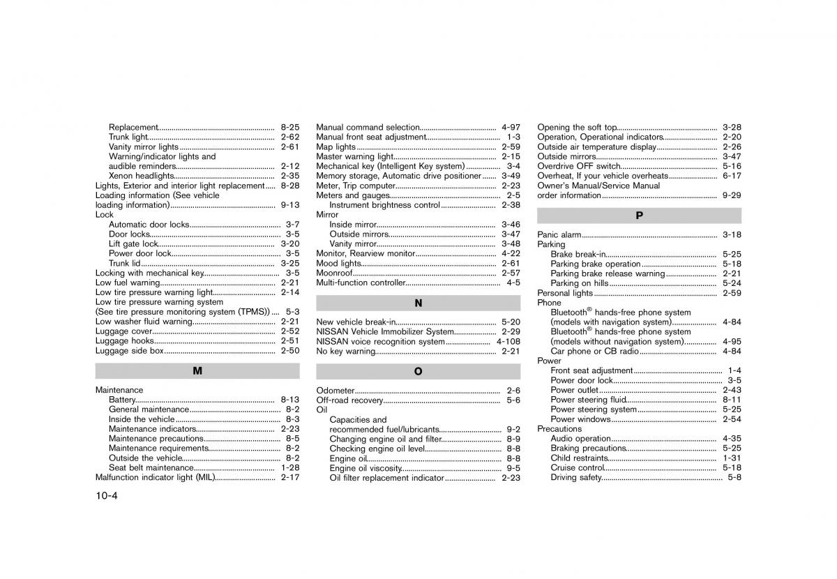 Nissan Murano Z51 owners manual / page 476