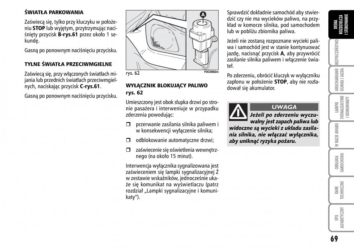 Fiat Stilo instrukcja obslugi / page 70