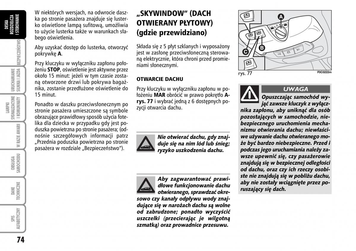 Fiat Stilo instrukcja obslugi / page 75