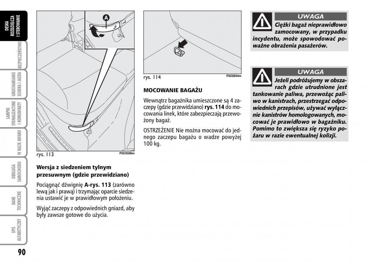 Fiat Stilo instrukcja obslugi / page 91