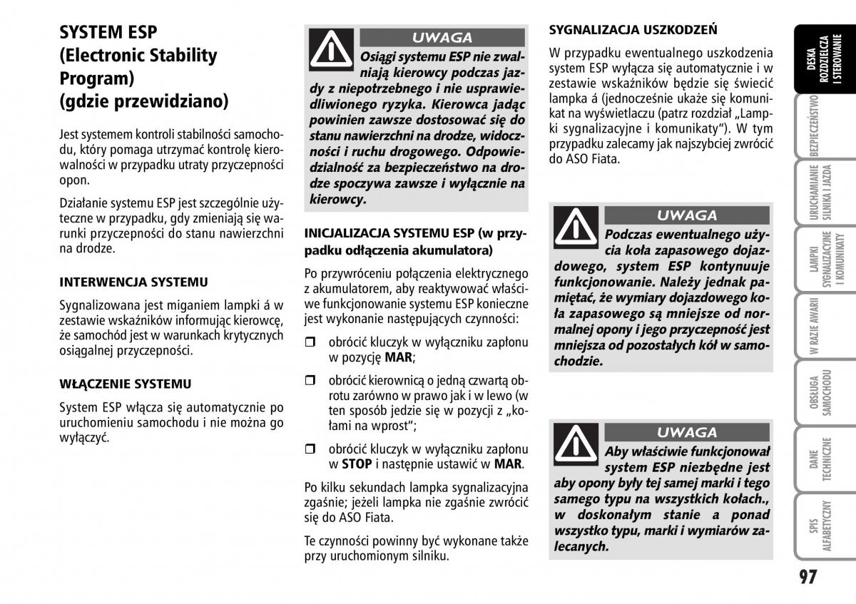 Fiat Stilo instrukcja obslugi / page 98