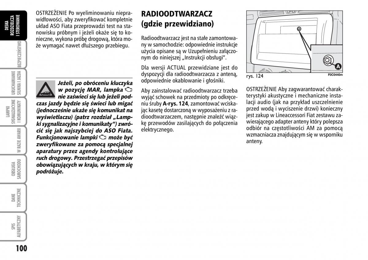 Fiat Stilo instrukcja obslugi / page 101