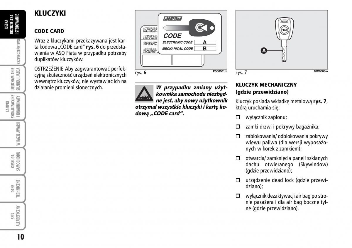 Fiat Stilo instrukcja obslugi / page 11