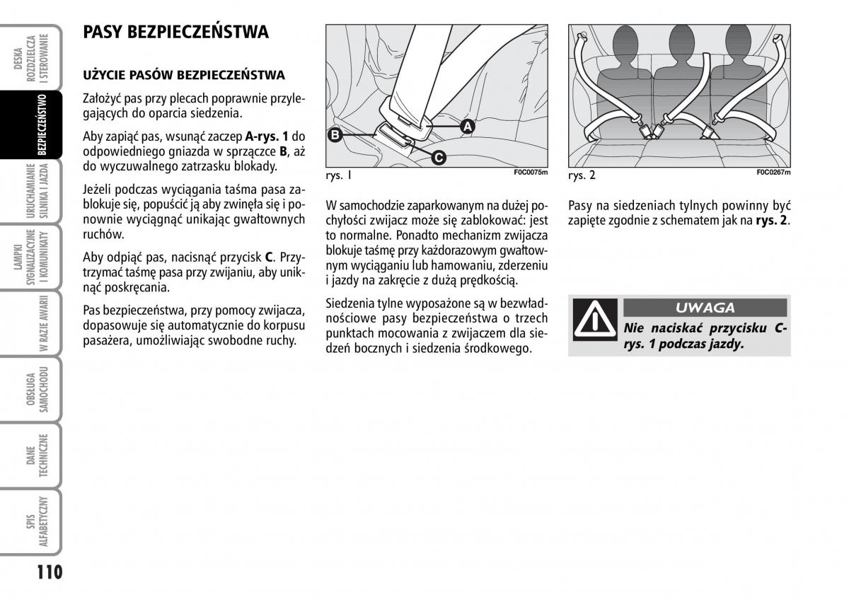 Fiat Stilo instrukcja obslugi / page 111