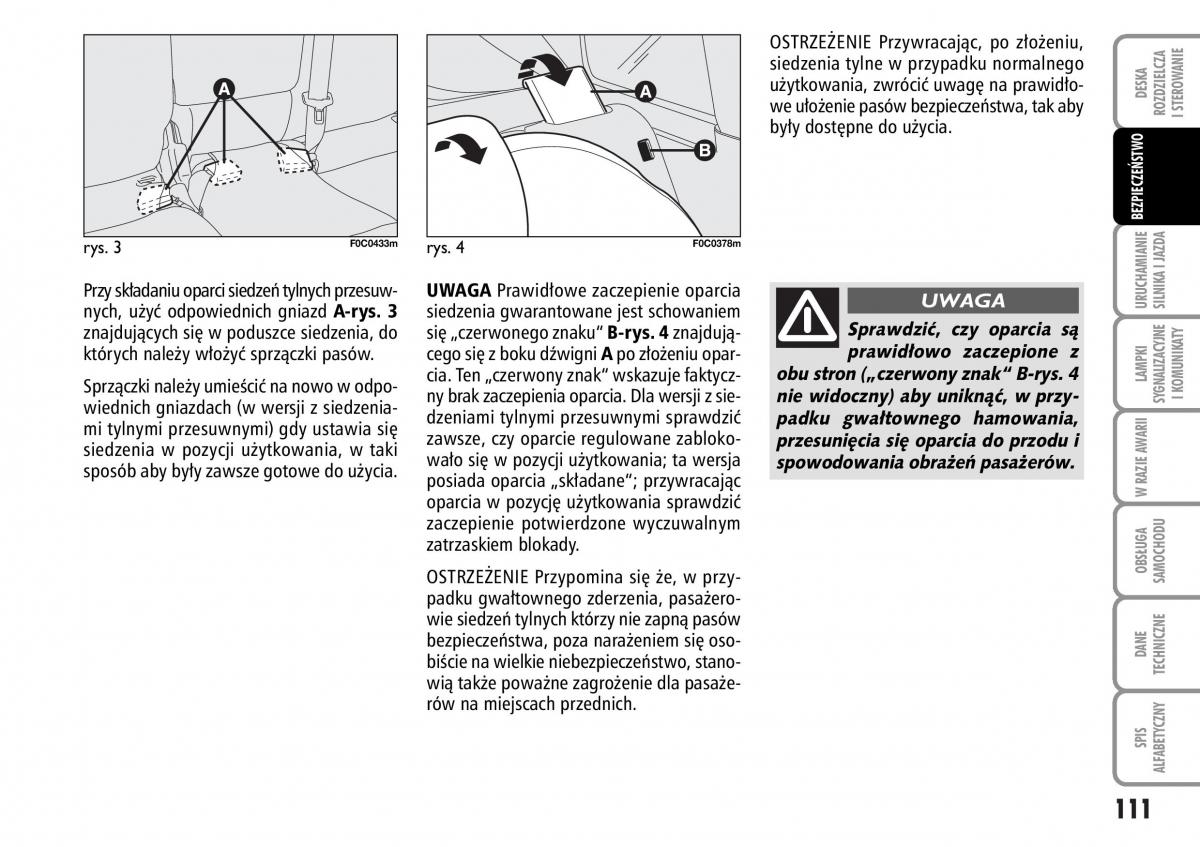 Fiat Stilo instrukcja obslugi / page 112