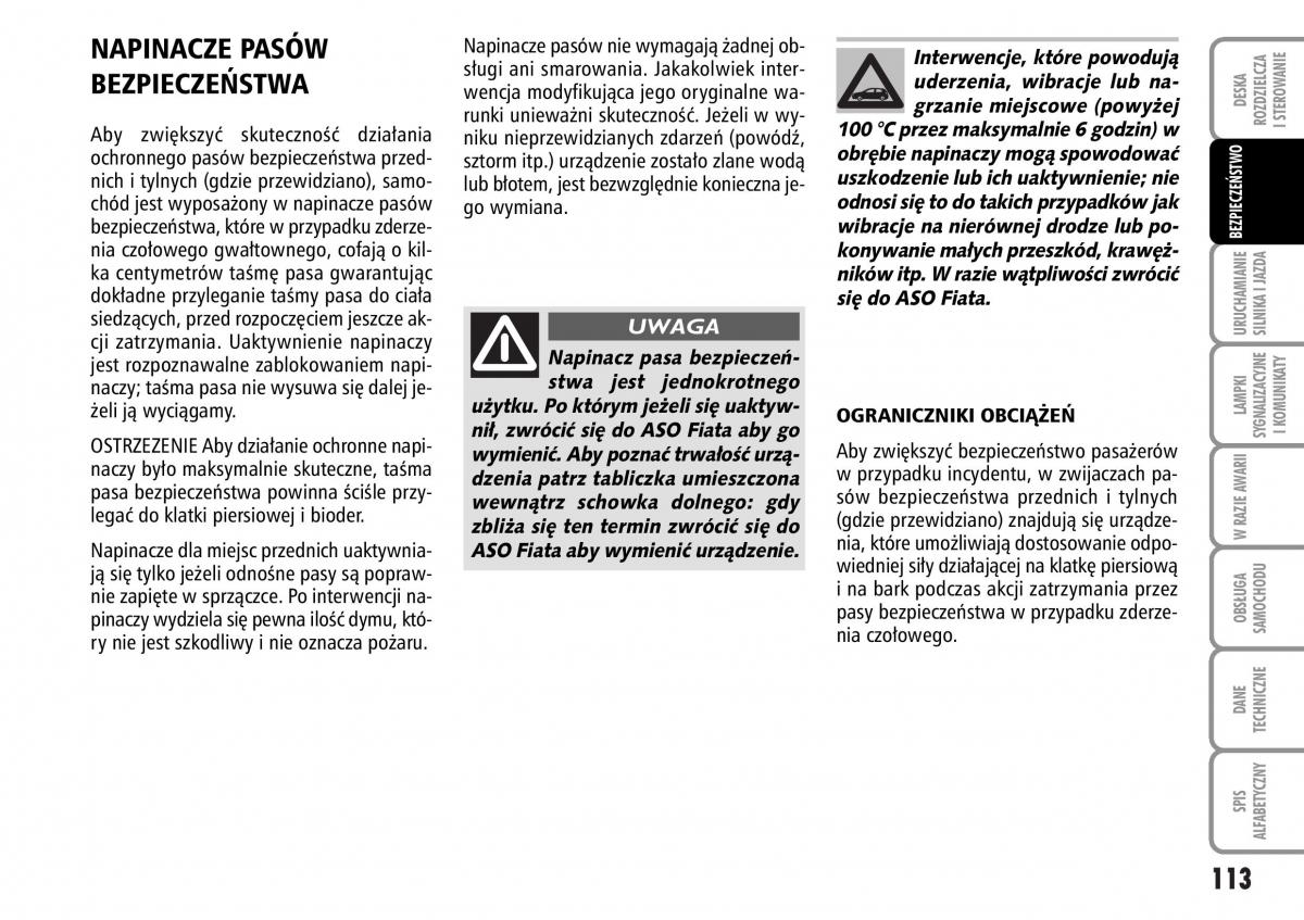 Fiat Stilo instrukcja obslugi / page 114