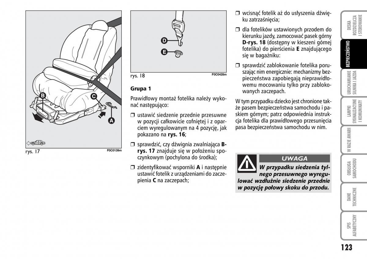 Fiat Stilo instrukcja obslugi / page 124