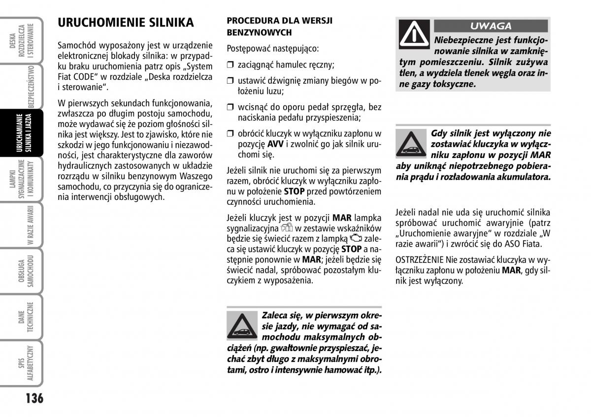 Fiat Stilo instrukcja obslugi / page 137