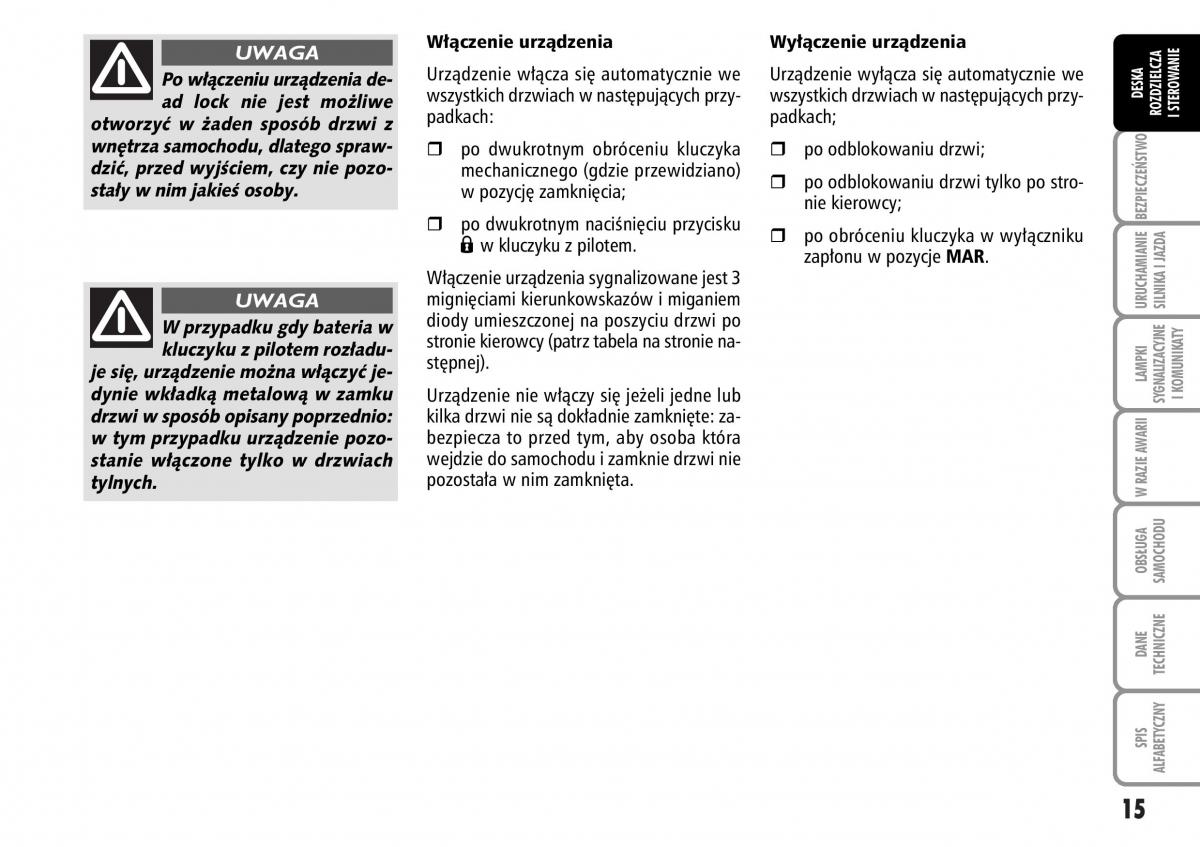 Fiat Stilo instrukcja obslugi / page 16