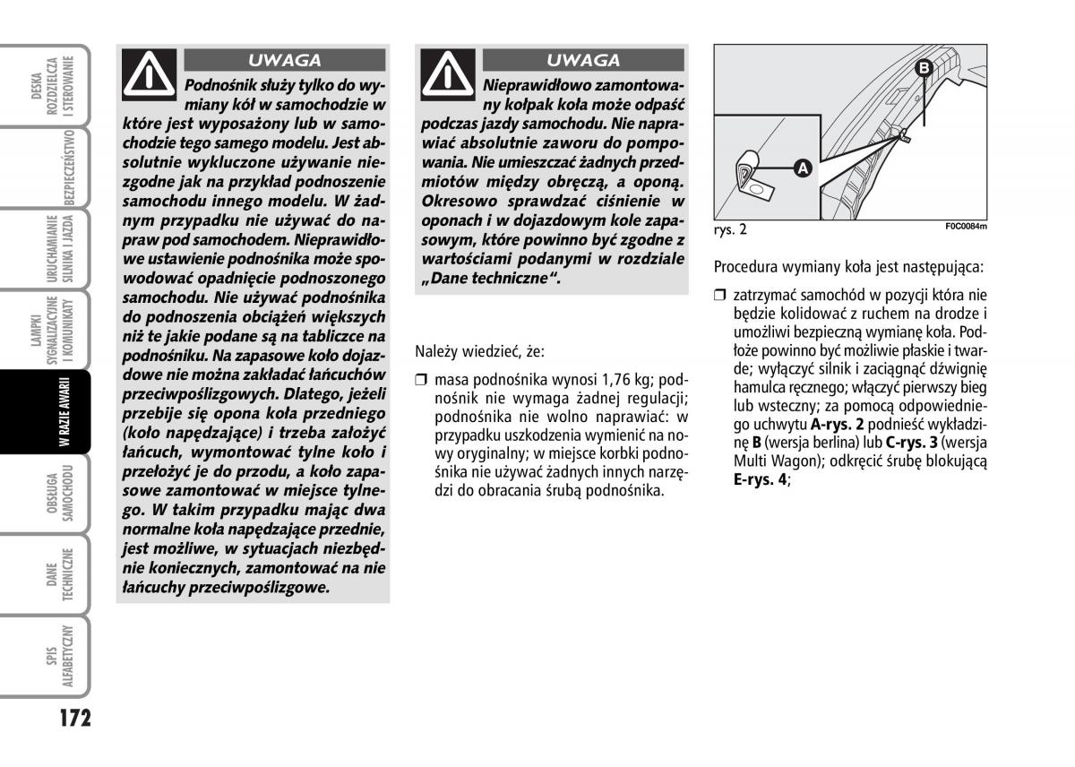 Fiat Stilo instrukcja obslugi / page 173