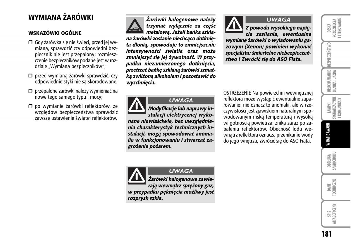 Fiat Stilo instrukcja obslugi / page 182