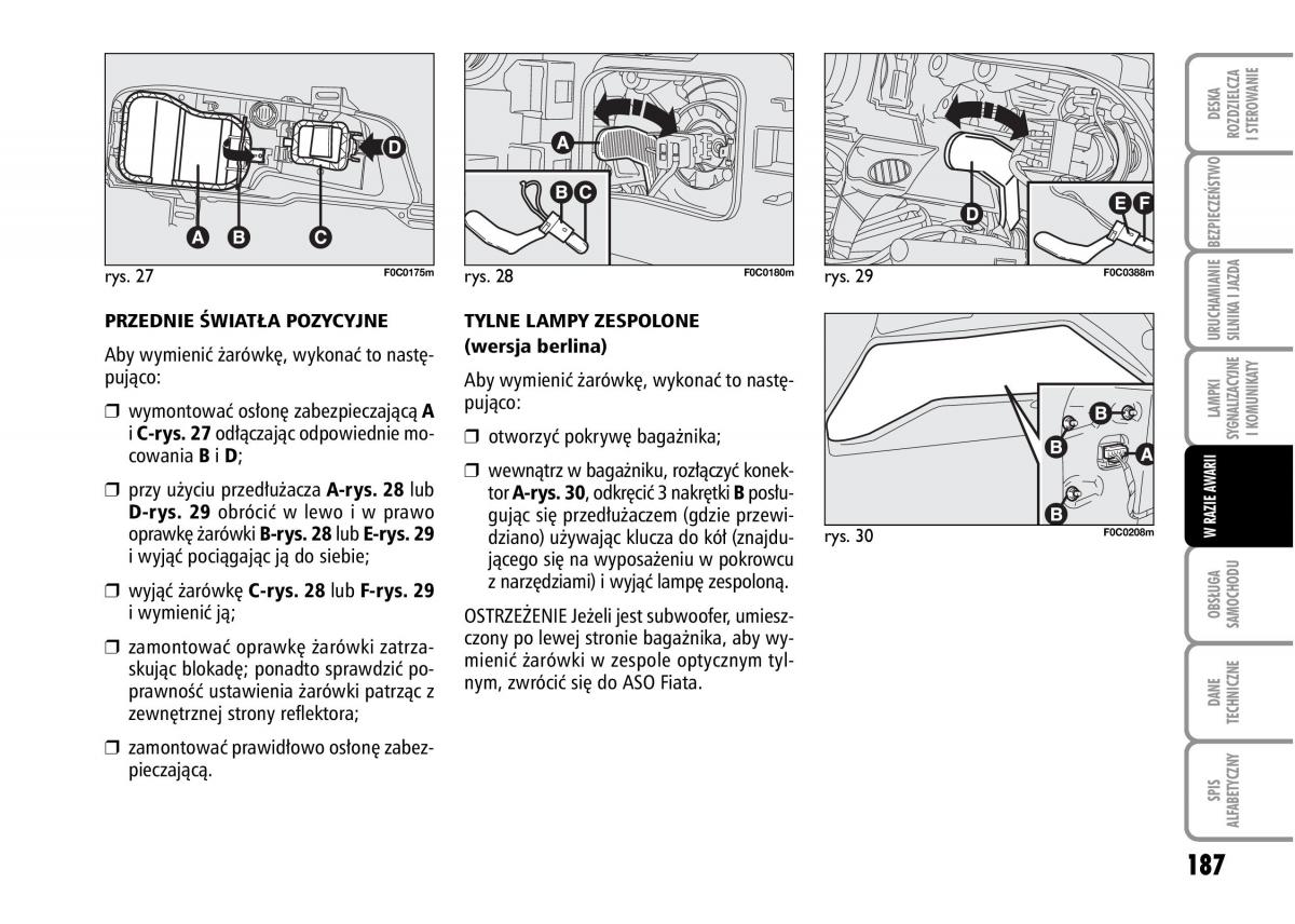 Fiat Stilo instrukcja obslugi / page 188