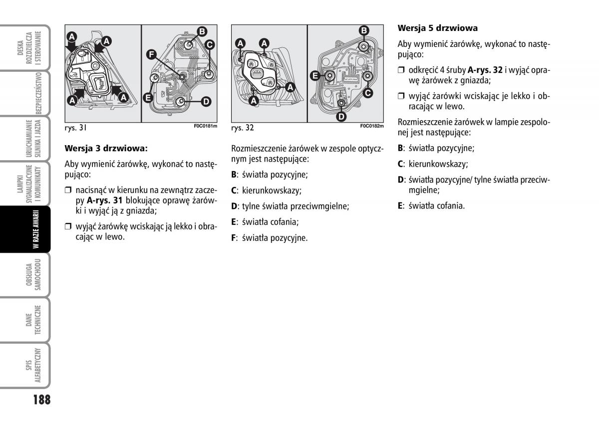 Fiat Stilo instrukcja obslugi / page 189