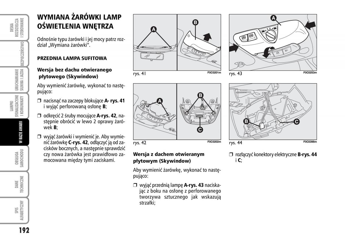 Fiat Stilo instrukcja obslugi / page 193