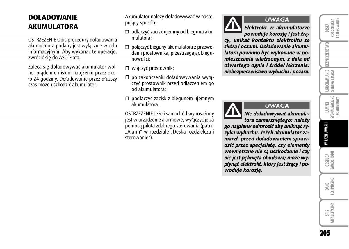 Fiat Stilo instrukcja obslugi / page 206