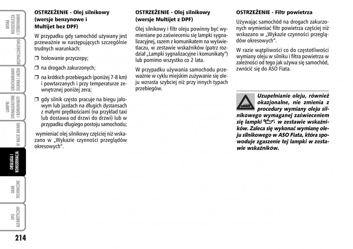 Fiat Stilo instrukcja obslugi / page 215