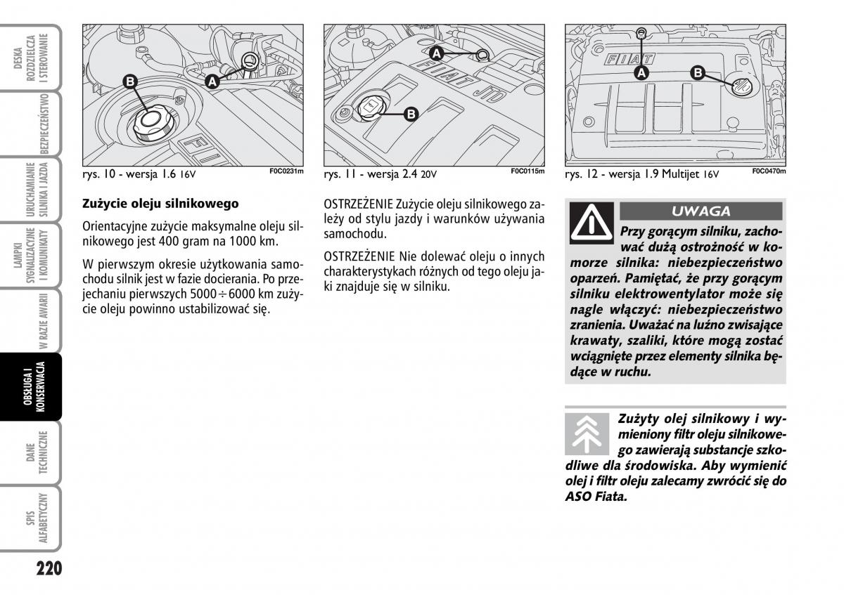 Fiat Stilo instrukcja obslugi / page 221