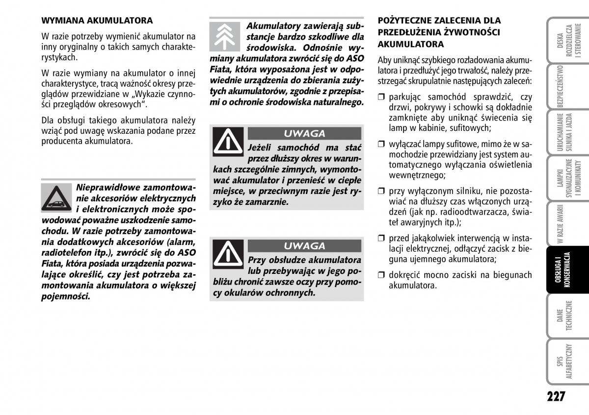 Fiat Stilo instrukcja obslugi / page 228