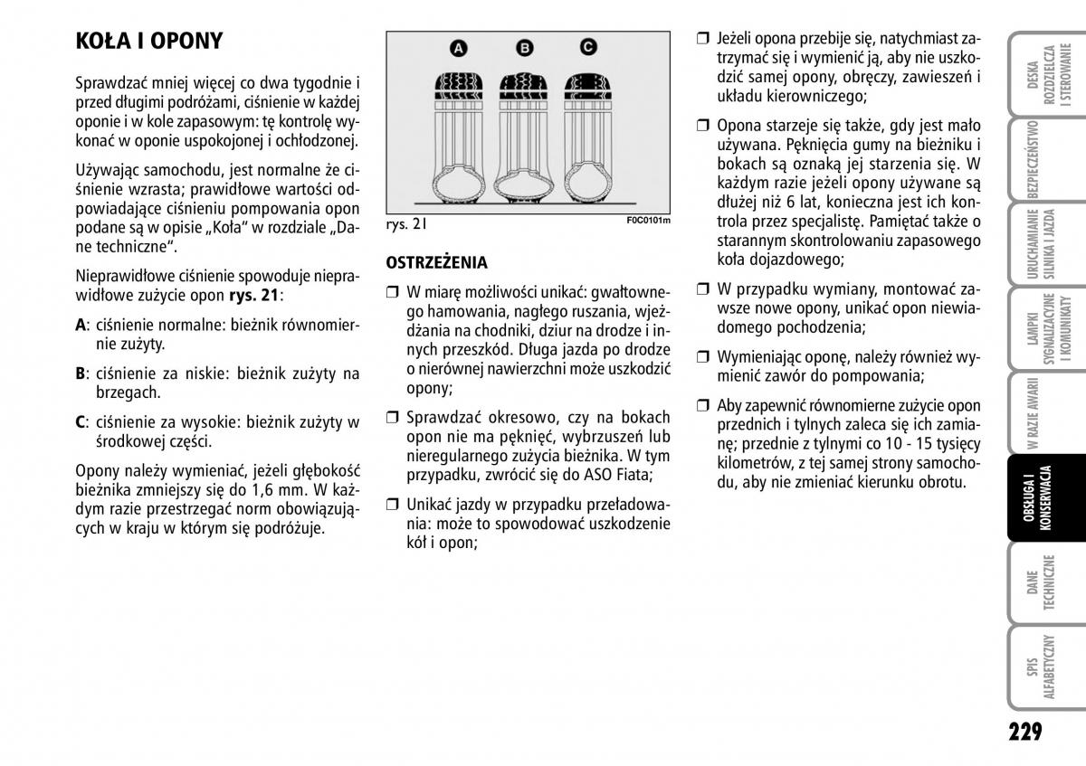 Fiat Stilo instrukcja obslugi / page 230