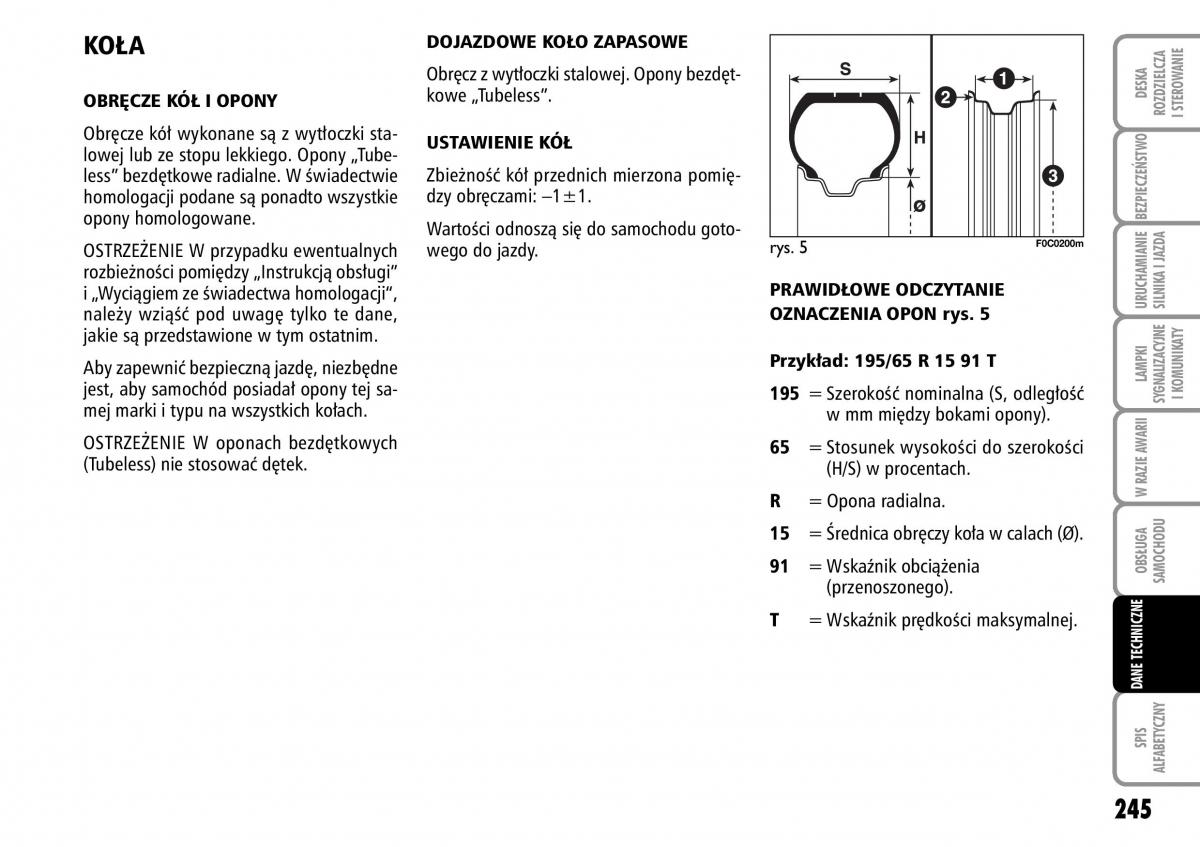 Fiat Stilo instrukcja obslugi / page 246