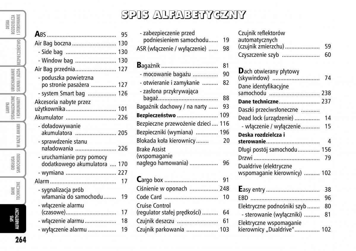 Fiat Stilo instrukcja obslugi / page 265