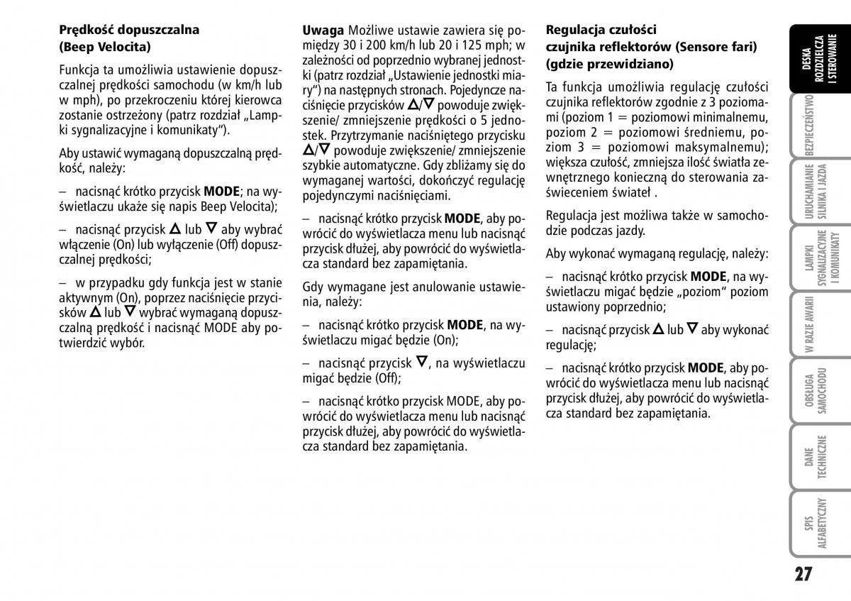 Fiat Stilo instrukcja obslugi / page 28