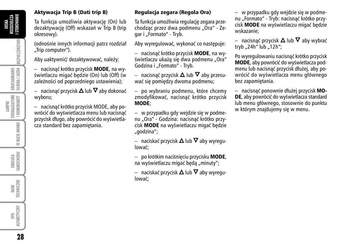 Fiat Stilo instrukcja obslugi / page 29