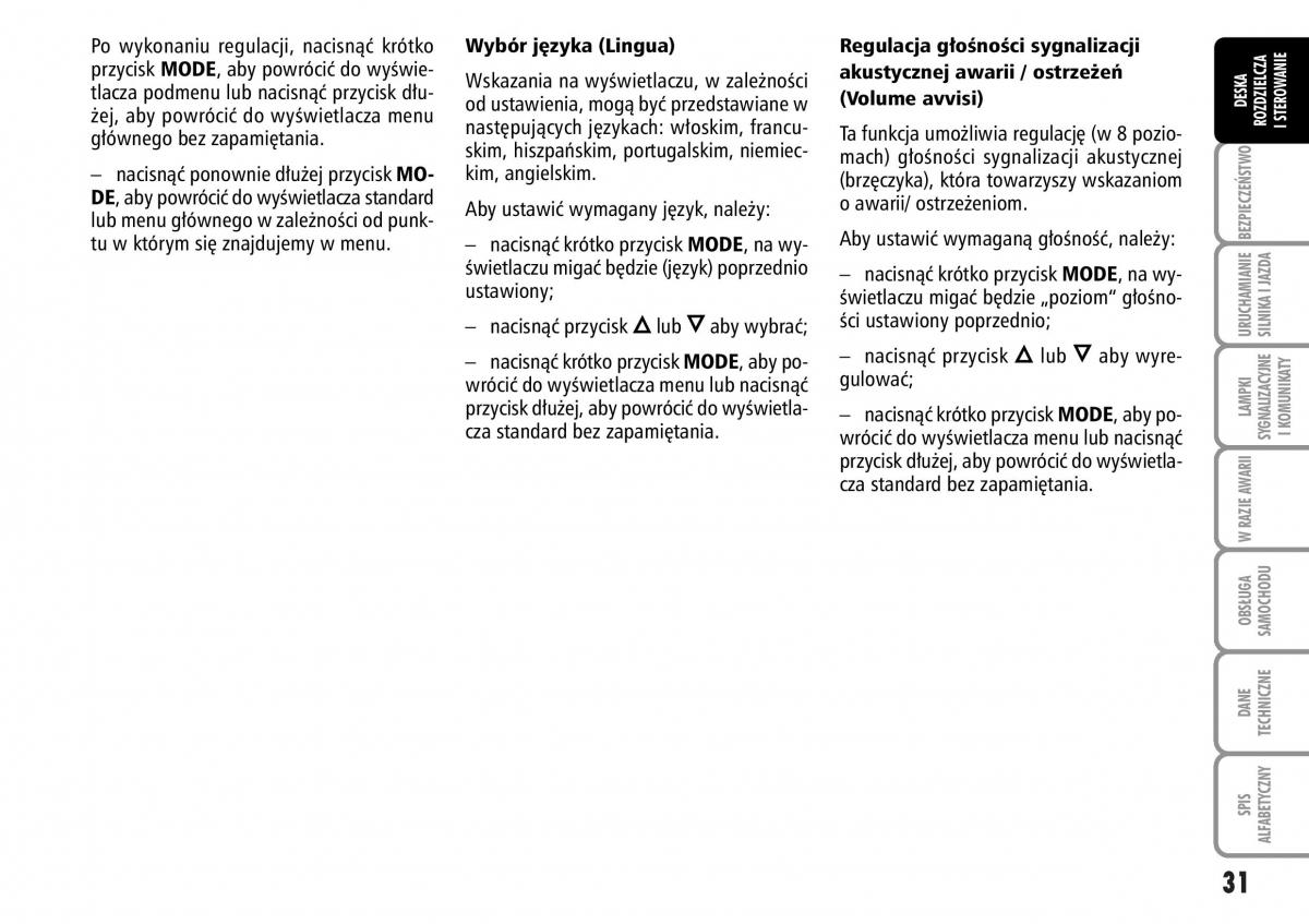 Fiat Stilo instrukcja obslugi / page 32