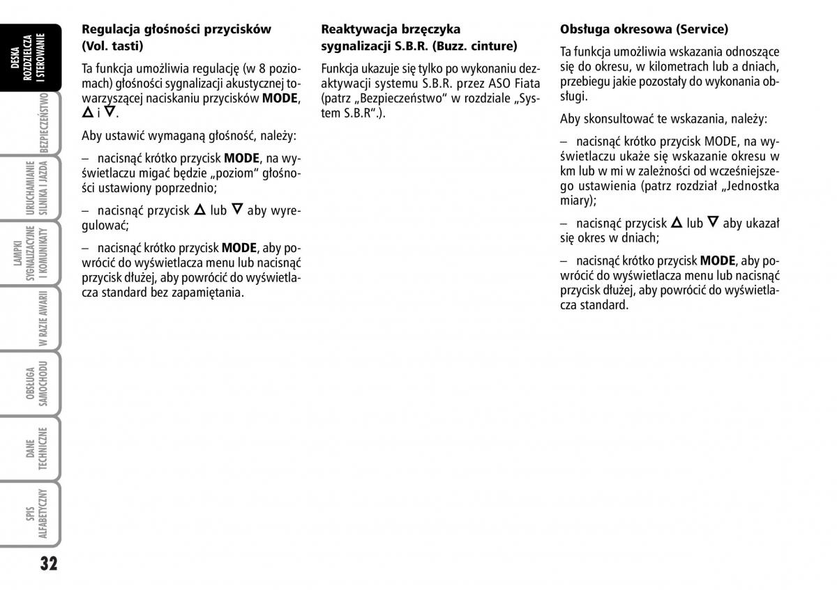 Fiat Stilo instrukcja obslugi / page 33