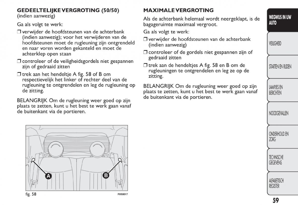 Fiat 500 handleiding / page 62