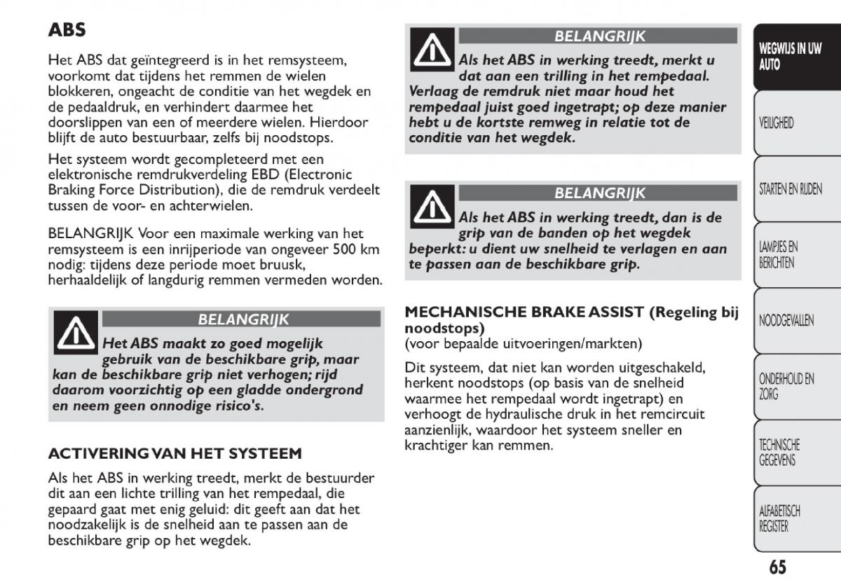 Fiat 500 handleiding / page 68