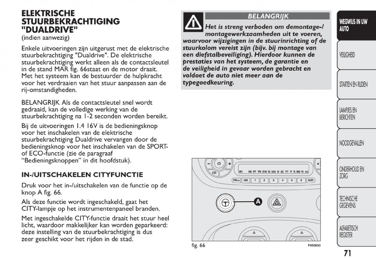 Fiat 500 handleiding / page 74