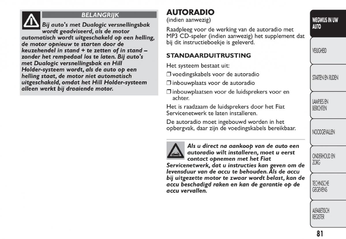 Fiat 500 handleiding / page 84