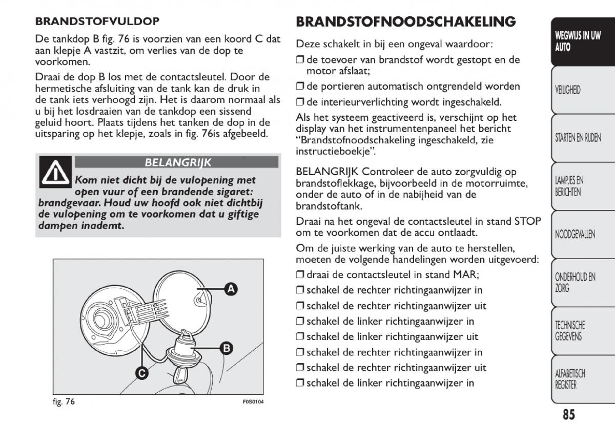 Fiat 500 handleiding / page 88