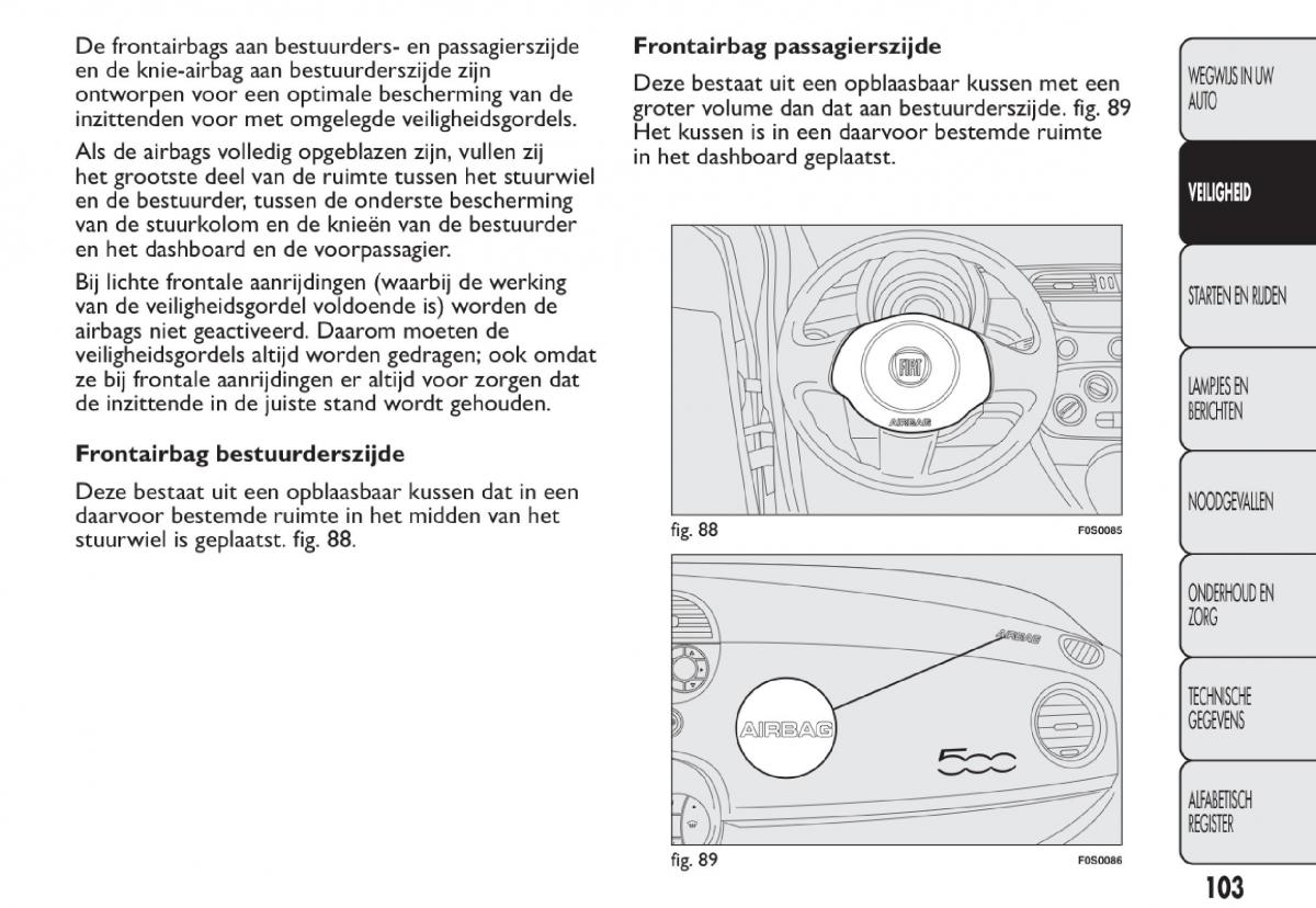 Fiat 500 handleiding / page 106