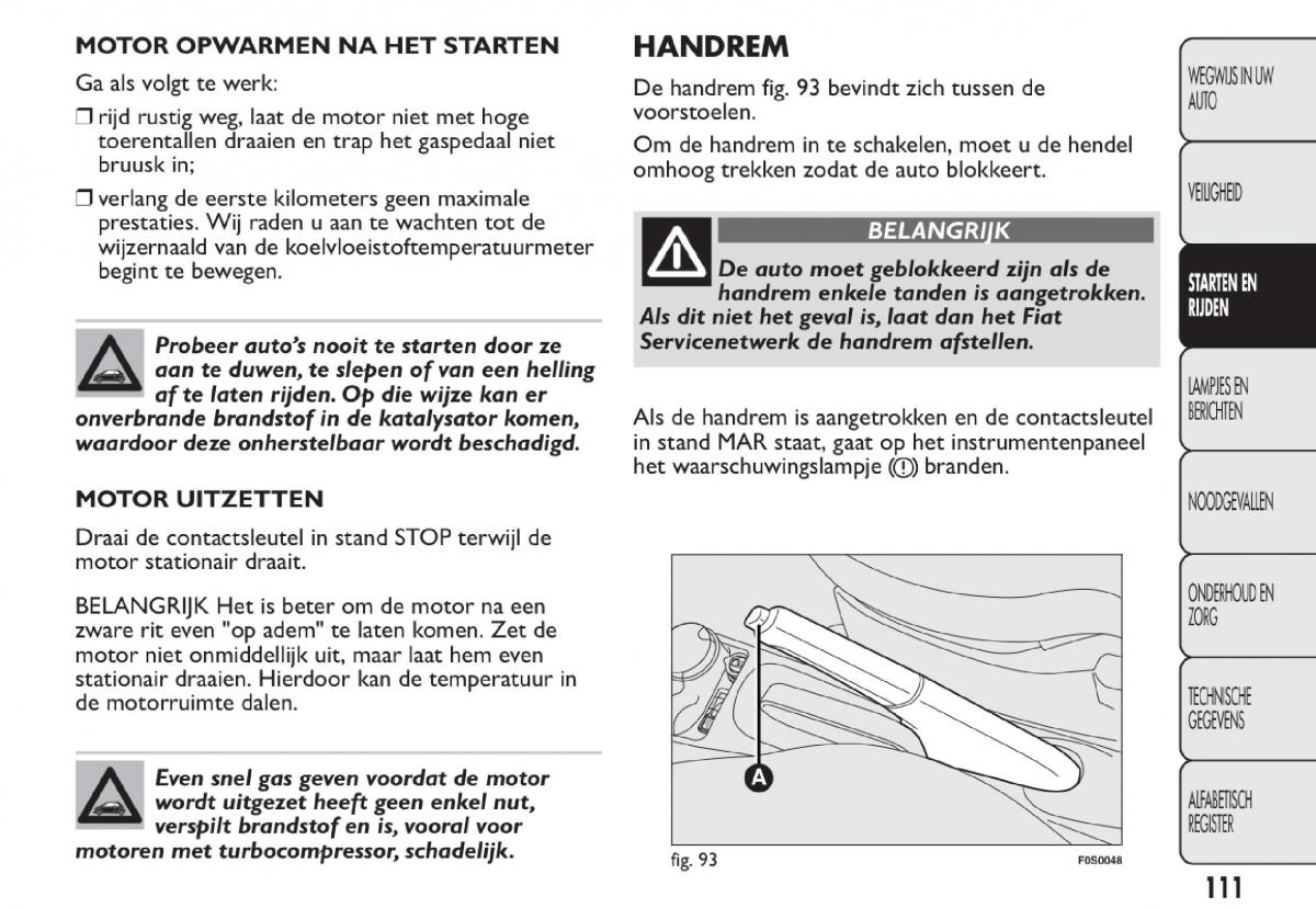 Fiat 500 handleiding / page 114