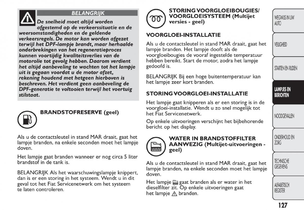 Fiat 500 handleiding / page 130