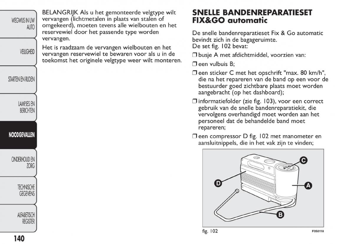 Fiat 500 handleiding / page 143