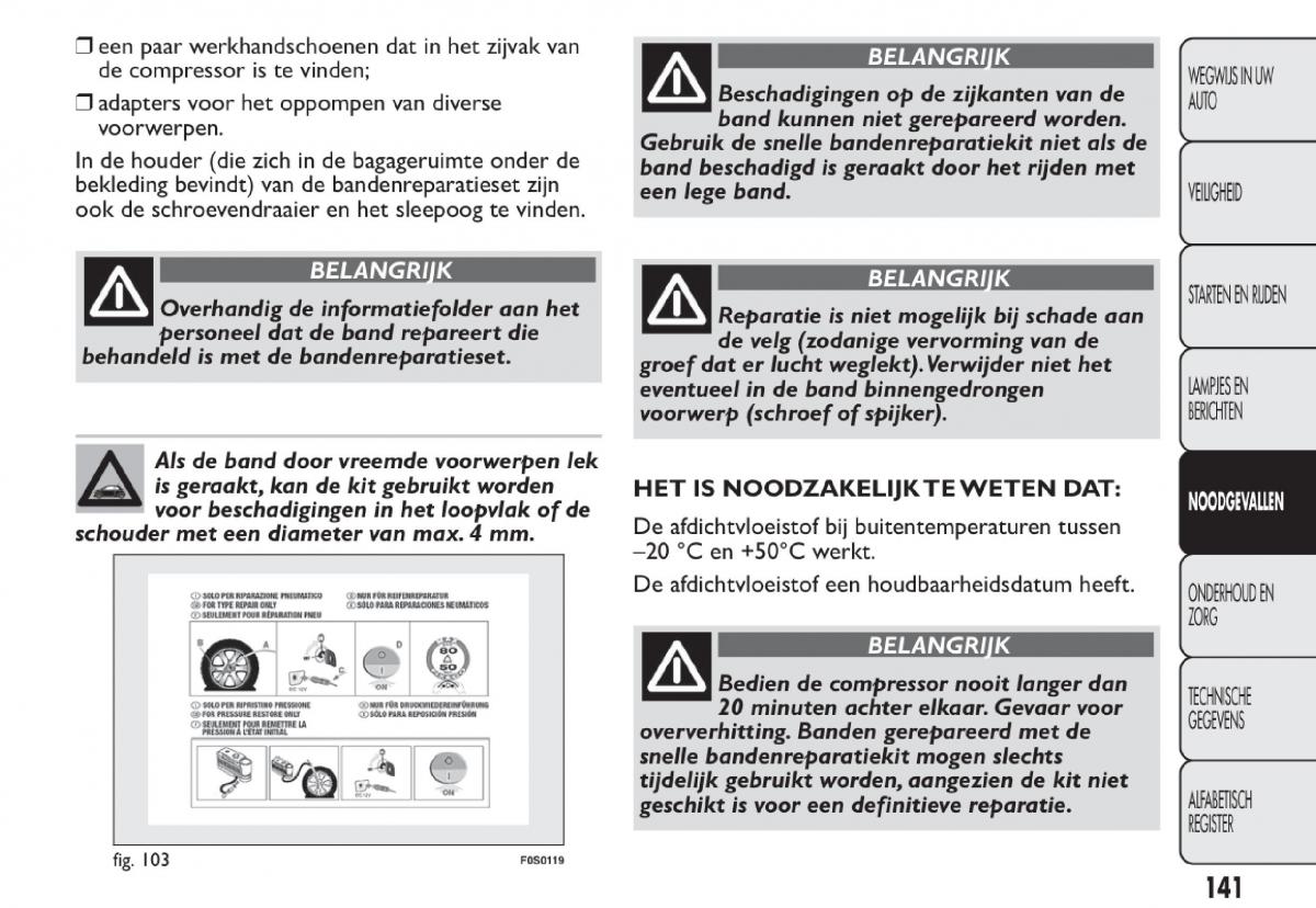 Fiat 500 handleiding / page 144