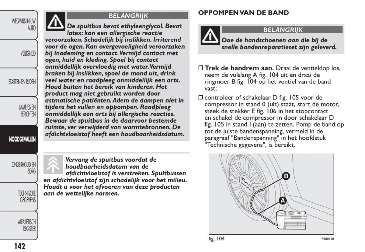 Fiat 500 handleiding / page 145