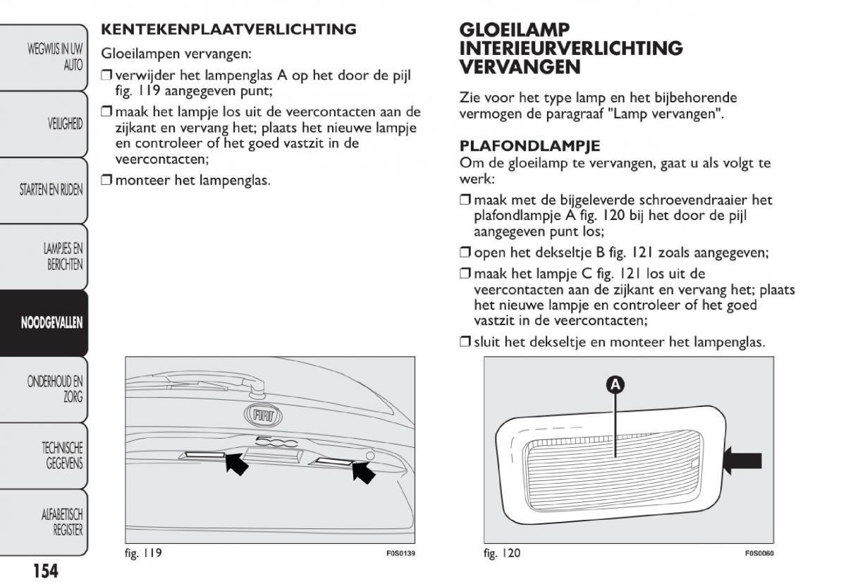 Fiat 500 handleiding / page 157