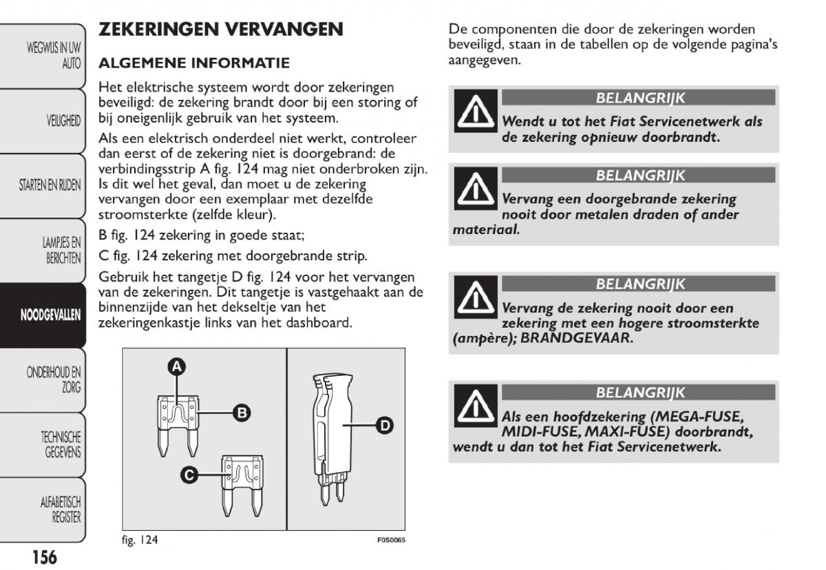 Fiat 500 handleiding / page 159