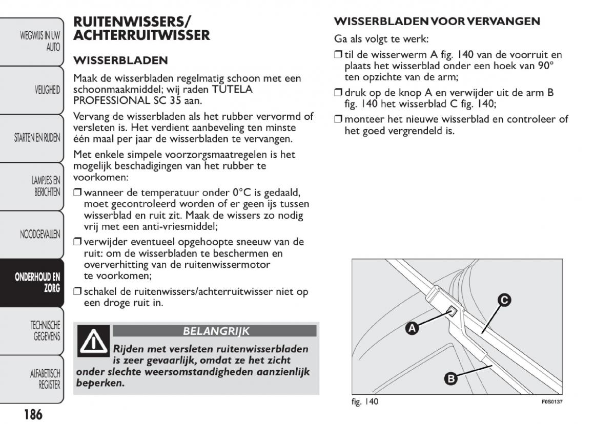 Fiat 500 handleiding / page 189