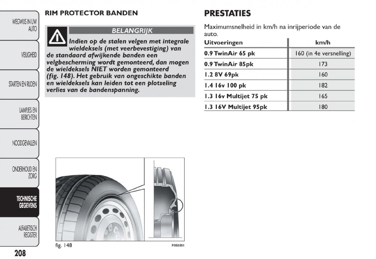 Fiat 500 handleiding / page 211