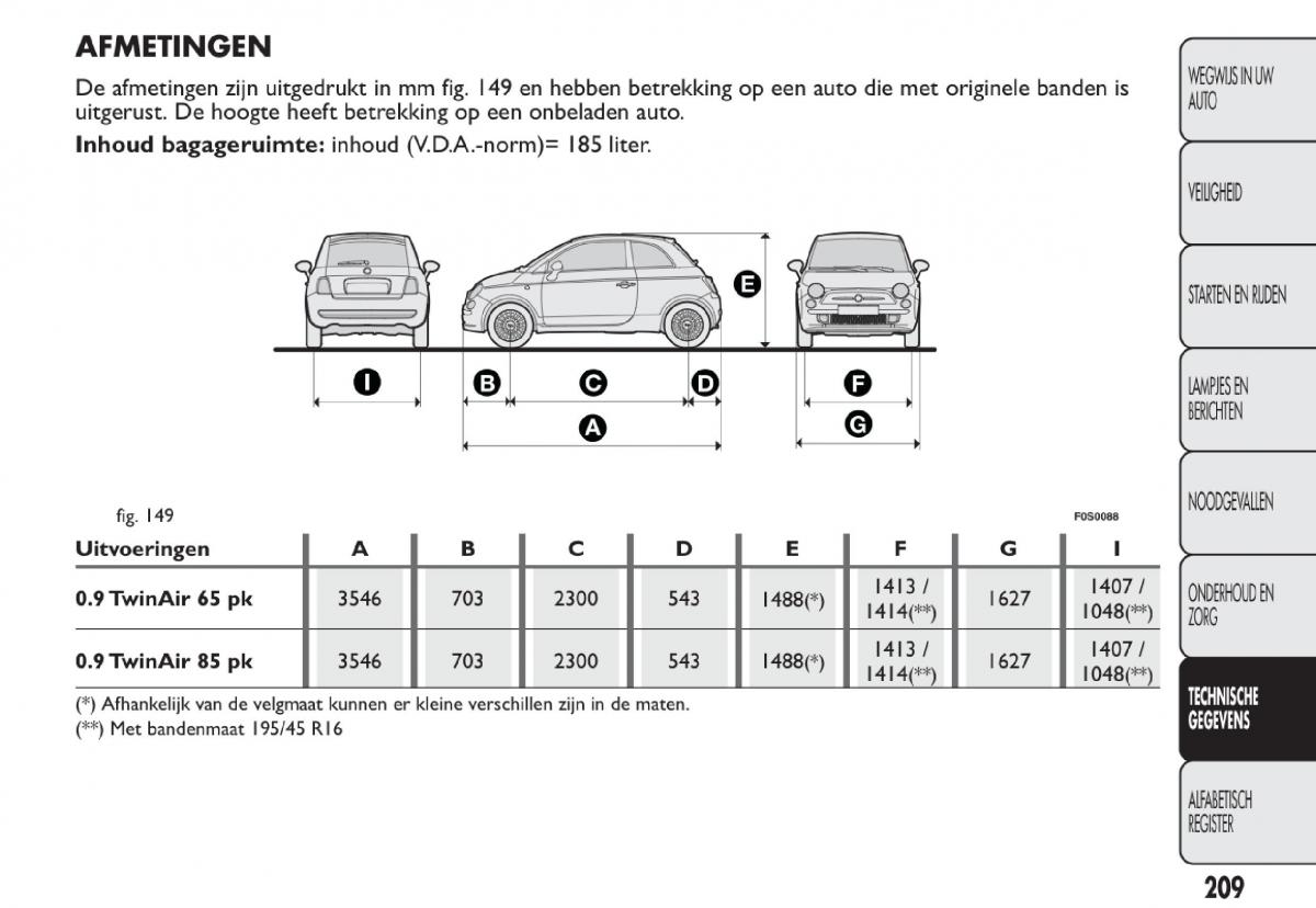 Fiat 500 handleiding / page 212