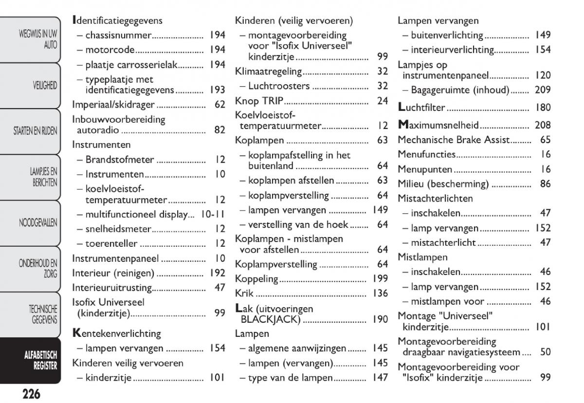 Fiat 500 handleiding / page 229